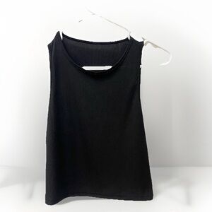 Womens Tank Top size L Black High Neck Cropped Stretchy Shirt Grunge Goth Crop